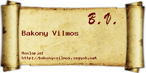 Bakony Vilmos névjegykártya